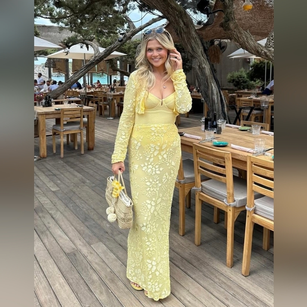 Butter yellow Co Ord Maxi Skirt & Crop Top